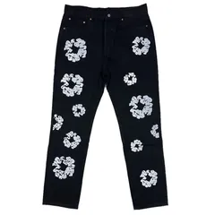 デニムティアーズ リーバイス フラワープリント デニムパンツ ブラック