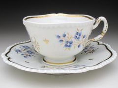 ウースター 金彩草花文 カップ＆ソーサー アンティーク 1813年