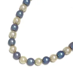 パールネックレス アコヤ真珠 白ｘブルーグレー 本真珠 着色 約6~6.5mm 40cm 一連 ジュエリー【中古】