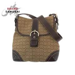 美品 COACH コーチ ミニシグネチャー ブラウン シルバー金具 キャンバス/レザー 斜め掛け ショルダーバッグ  メッセンジャーバッグ 409354【中古】