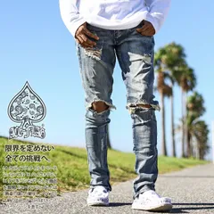 ACE FLAG デニム ジーンズ メンズ インディゴライトブルー 大きいサイズ エースフラッグ ジーパン Gパン パンツ スキニー スリム ストレッチ 無地 スリムパンツ b系 ストリート系 ハイ 新作 CN-LP-DE-010