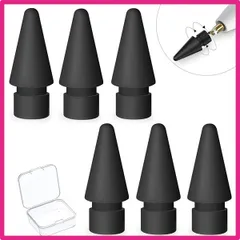 ブラック「6個入り」 【6個入り】 Apple Pencil第1世代 第2世代 交換用ペン先 「6*ブラック」高感度 滑り止め 高耐摩耗性 1mm極細 アップルペンシル 替え芯 予備 iPad対応 ペンシル スタイラスペン ペン先