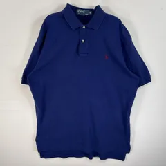 古着 90's/90年代 ポロバイラルフローレン Polo by Ralph Lauren 半袖 ポロシャツ ロゴ 刺繍 2ボタン M  ブルー 無地 メンズ