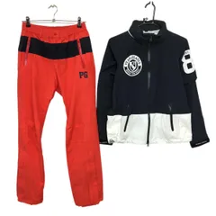 パーリーゲイツ  レインウェア(2WAYジャケット×パンツ) 白×ネイビー レッド×ネイビー  レディース 0(S) ゴルフウェア PEARLY GATES