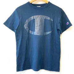 (^w^)b Champion チャンピオン クルーネック 半袖 Tシャツ コットン 綿100% ロゴプリント カジュアル スポーティ ストリート シンプル ネイビー 紺色 メンズ サイズS トップス 上着