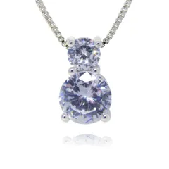 再入荷★2連CZダイヤモンドネックレス プラチナ仕上 シルバー925刻印 レディースアクセサリー キュービックジルコニア ジュエリー ペンダント