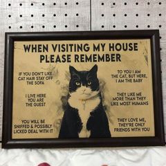 131:忘れないで猫のルール　猫　ニャン  ポスタ　パロディ　【フレーム付き】