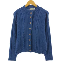 古着 80年代 エルエルビーン L.L.Bean ケーブル編み スタンドカラー コットンニットカーディガン USA製 レディースM相当/eaa526093
