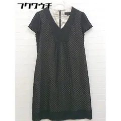 ◇ UNTITLED アンタイトル 総柄 半袖 膝丈 ワンピース サイズ2 ブラック レディース  【中古】 【1106290003543】