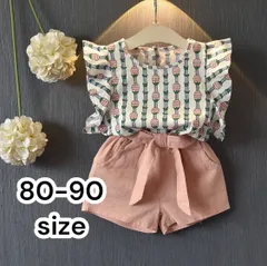 韓国子供服＊女の子イチゴ柄 夏服セットアップ＊サイズ80-90