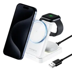 【数量限定】ワイヤレス充電器 3in1 マグセーフ充電器 Qi認証 急速充電 折り畳み式 Mag 【AIKUPO】 Safe充電器 角度調整可能 Phone/iWatch/ワイヤレスイヤホンに対応 3台同時充電 旅行用 自宅用 コンパクトサイズ 携帯充電器 i