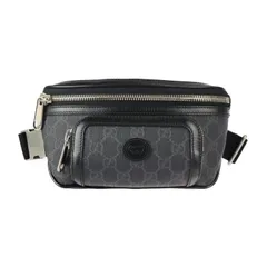 GUCCI グッチ  ウエストバッグ 682933 PVC レザー  ブラック グレー ヴィンテージシルバー金具  GGスプリーム ベルトバッグ ウエストポーチ 【本物保証】のサムネイル