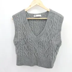 ◇ ⊇ ZARA ザラ Vネック ニット ベスト サイズEUR S USA S MEX 26 グレー レディース E  【1506110007926】