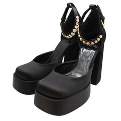 Versace メドゥーサ アエヴィタス サテン プラットフォーム パンプス