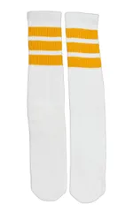 SkaterSocks (スケーターソックス) 22インチ ロング チューブソックス 靴下 US MADE 70年代 アメリカ製 スケートボード スケボー オールドスクール（ホワイト×ゴールド）