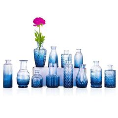 Color:ブルー iikuru 花瓶 小さい 12個 セット フラワーベース ガラス