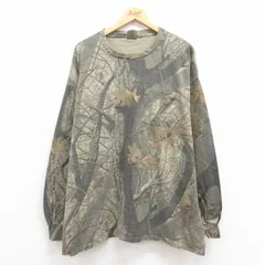 XL/古着 ジャージーズ 長袖 Tシャツ メンズ リアルツリー 胸ポケット付き 大きいサイズ クルーネック ベージュ カーキ 迷彩 25aug09 中古