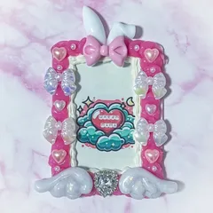 トレカケース ホイップデコ うさぎ/天使（ピンク×白）