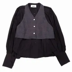 ROSE BUD ローズバッド mici CREOLME ボリュームスリーブシャツ スーチングコンパクトベスト セット 2点ブラック グレー 