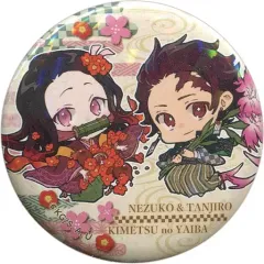 【中古】バッジ・ピンズ 竈門炭治郎＆竈門禰豆子 「鬼滅の刃 トレーディングホログラム缶バッジ 誕生花ver.」