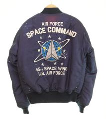 アビレックス AVIREX アヴィレックス MA-1 SPACE COMMAND スペースコマンド ミリタリー フライト 45th SPACE WING  U.S. AIR FORCE  6182184 ジャケット ネイビー Lサイズ 103MT-2763
