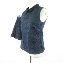 トゥービーバイアニエスベー To b. by agnes b. セットアップ カットソー ノースリーブ キュロット 刺繍 紺 TU 38 *T100