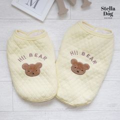 【閉店セール全品半額】くまキルティングボアベスト　クリームイエロー　犬服　ドッグウェア