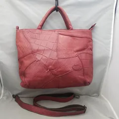 IBIZA（イビサ）本革　ショルダーハンドバッグ 型押しデザイン 赤茶　u6946i