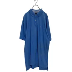 TOMMY HILFIGER 半袖 無地 ポロシャツ 2XL ライトブルー トミーヒルフィガー ビッグサイズ ロゴ 古着卸 アメリカ仕入 a605-6730