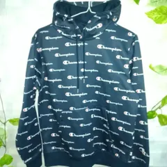 希少柄　チャンピオン　パーカー　ネイビー下地　チャンピオン柄　メンズSサイズ　女性の方にも