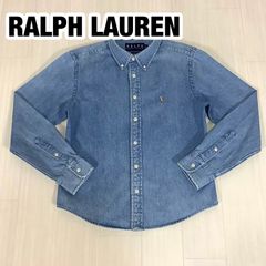 ラルフローレン デニムシャツ ボタンダウン 90s レッドポニー 赤 古着