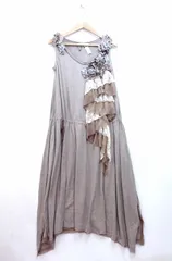 【222801】as know as アズノゥアズ  ノースリーブ ロングワンピース チュールレース ベージュブラウン