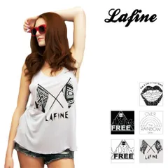 ラファイン タンクトップ ノースリーブ レディース ブランド おしゃれ プリント 大きいサイズ aライン LaFine 白 ホワイトのサムネイル