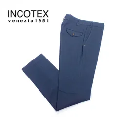 65％オフ 新品 正規品 インコテックス INCOTEX パンツ 46 52  ネイビー シャドーストライプ メンズ  Mサイズ XXLサイズ サイドポケット ボタンフライ スラックス コットン×ウール ルーマニア製 V30010 90198 820