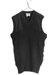 【お得なクーポン配布中!】 80s イギリス製 エルエルビーン コマンド ニット ベスト メンズ L / 古着 旧タグ ヴィンテージ LLビーン リブ編み ウール ブラック Vネック