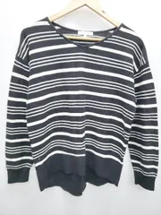◇ ⊇ GLOBAL WORK グローバルワーク ボーダー柄 長袖 ニット サイズS ブラック レディース P  【1409250049064】