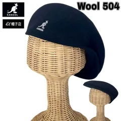 ファイナルセール！ KANGOL　Wool 504　ウール素材　ブラック色　白刺繍　ハンチング　定番　サイズ展開