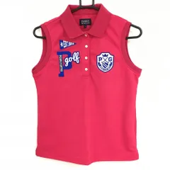 【超美品】パーリーゲイツ ノースリーブポロシャツ ピンク×ブルー 襟裏ボーダー レディース 1(M) ゴルフウェア PEARLY GATES