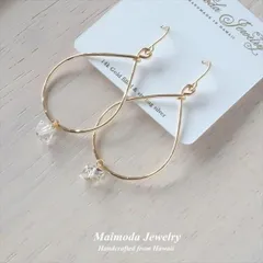 [ハワイ直輸入] ハーキマー ダイヤモンド フープ ゴールド ピアス