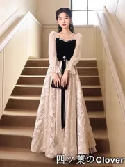 【美品・未使用新品】ロングドレス??エレガントな刺繍パーティー用お姫様スタイル