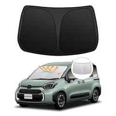 【強化版】トヨタ シエンタ 10系 フロントガラスサンシェード SIENTA適応 2022年-現行 日よけUVカット 5層構造 遮光断熱 ３代目 １０系 紫外線 簡単着脱 吸盤不要 内装パーツ 車種専用設計 折り畳み式 収納袋付き 1