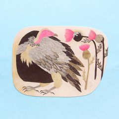 ポストカード ワシ 美しい色の鳥と美しい色の花 鷲 絵葉書 ミニポスター