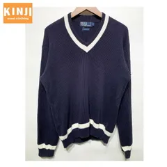 POLO by RALPH LAUREN　セーター　ニット　トップス　Vネック　コットン　無地　バイカラー　古着
