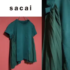 【モード】sacai 裁ち切り加工 プリーツデザイン ドッキング Tシャツ モード】sacai 裁ち切り加工 プリーツデザイン ドッキング T