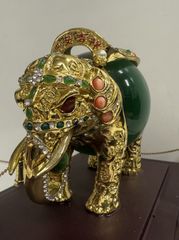 中国美術 流金駱駝 ラクダ 置物 金メッキ キャッツアイ 縁起物 開運