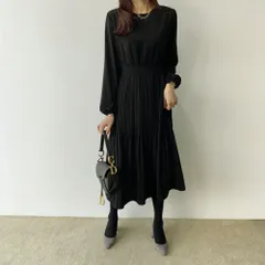 ☆ ブラック ☆ 2XLサイズ ☆ ワンピース konepiece02 ワンピース 長袖 きれいめ 秋冬 ロングワンピース フォーマル ロング丈 プリーツ おしゃれ シンプル かわいい 大人可愛い 通勤 無地 謝恩会 結婚式 20代 30代 40代 50代