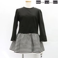 BORDERS at BALCONY ロングスリーブ ペプラムTシャツ PEPLUM LONG SLEEVE TEE #38 黒×白 BD2211-2B-14 新品同様 美品 ボーダーズアットバルコニー ◆送料込◆質屋-10896
