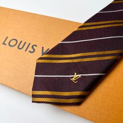 極美品LOUIS VUITTON LVロゴ モノグラム ツイル シルク ネクタイ