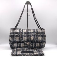 激レア】CHANEL シャネル ファー ツイード チェーン ショルダーバッグ