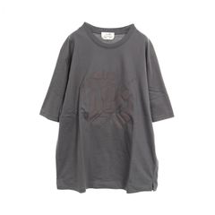 エルメス HERMES カットソー Chevaux en Symetrie 3D グレー コットン Tシャツ メンズ Used A